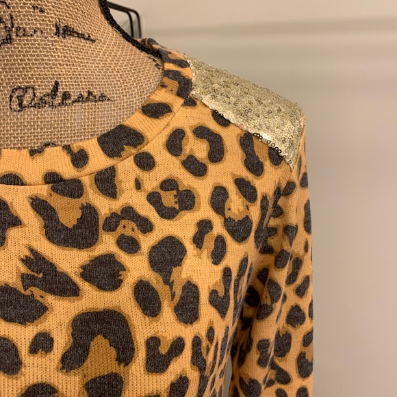 Simply Southern Sequin Shoulder Leo Print Dress - Picture 7 of 11